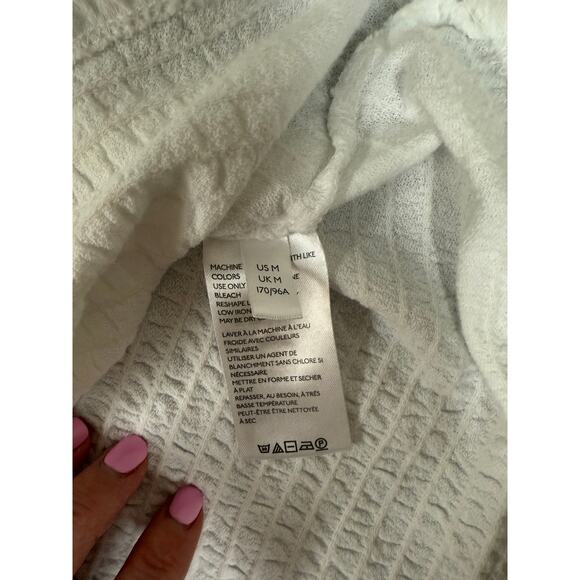 Anthropologie White Smocked Short Sleeve Cottage Square Neck Top Size M - Picture 4 of 5